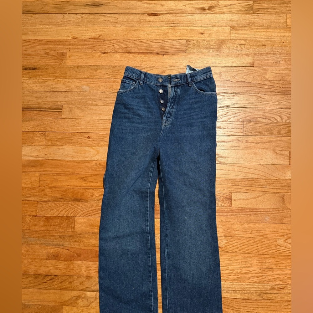 Massimo Dutti High-Rise Wide-Leg Jeans in Dark Blue